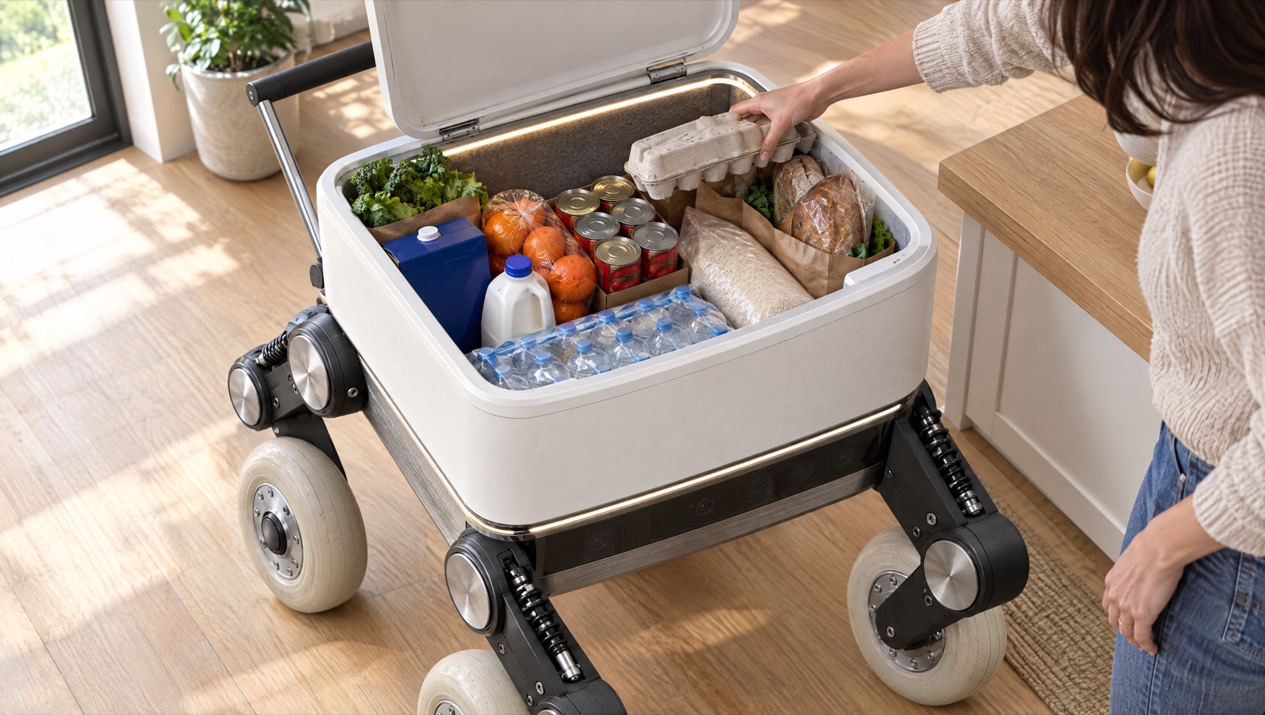 The 75 litre bay packed with a full grocery order.